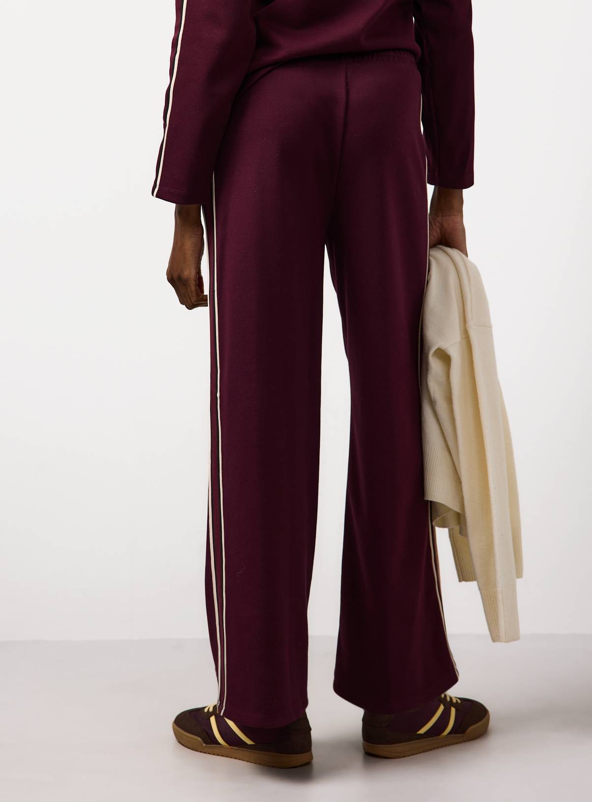 Dark Red Elevated Side Stripe Co-ord Wide Leg Joggers L - Image 3